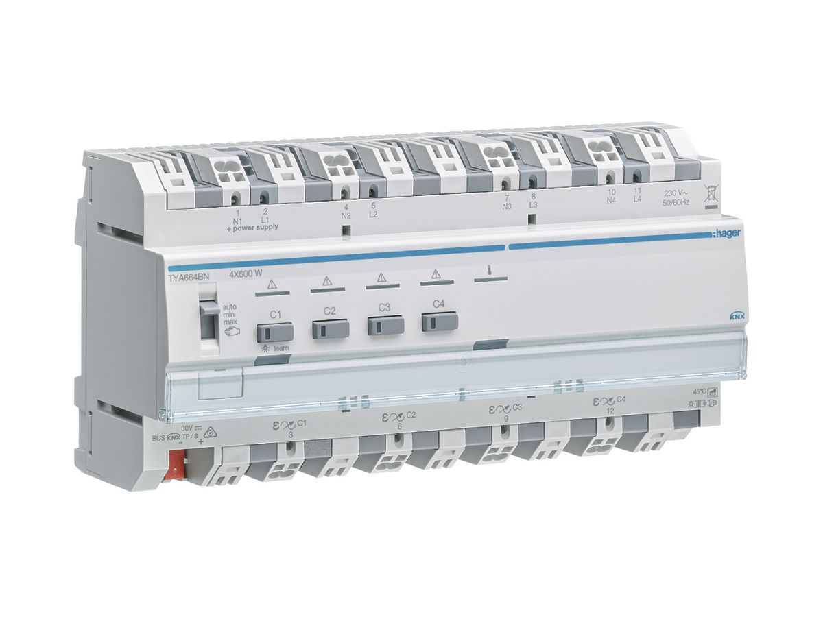 REG-Dimmaktor Hager TYA664BN KNX system 4×600W 10TE