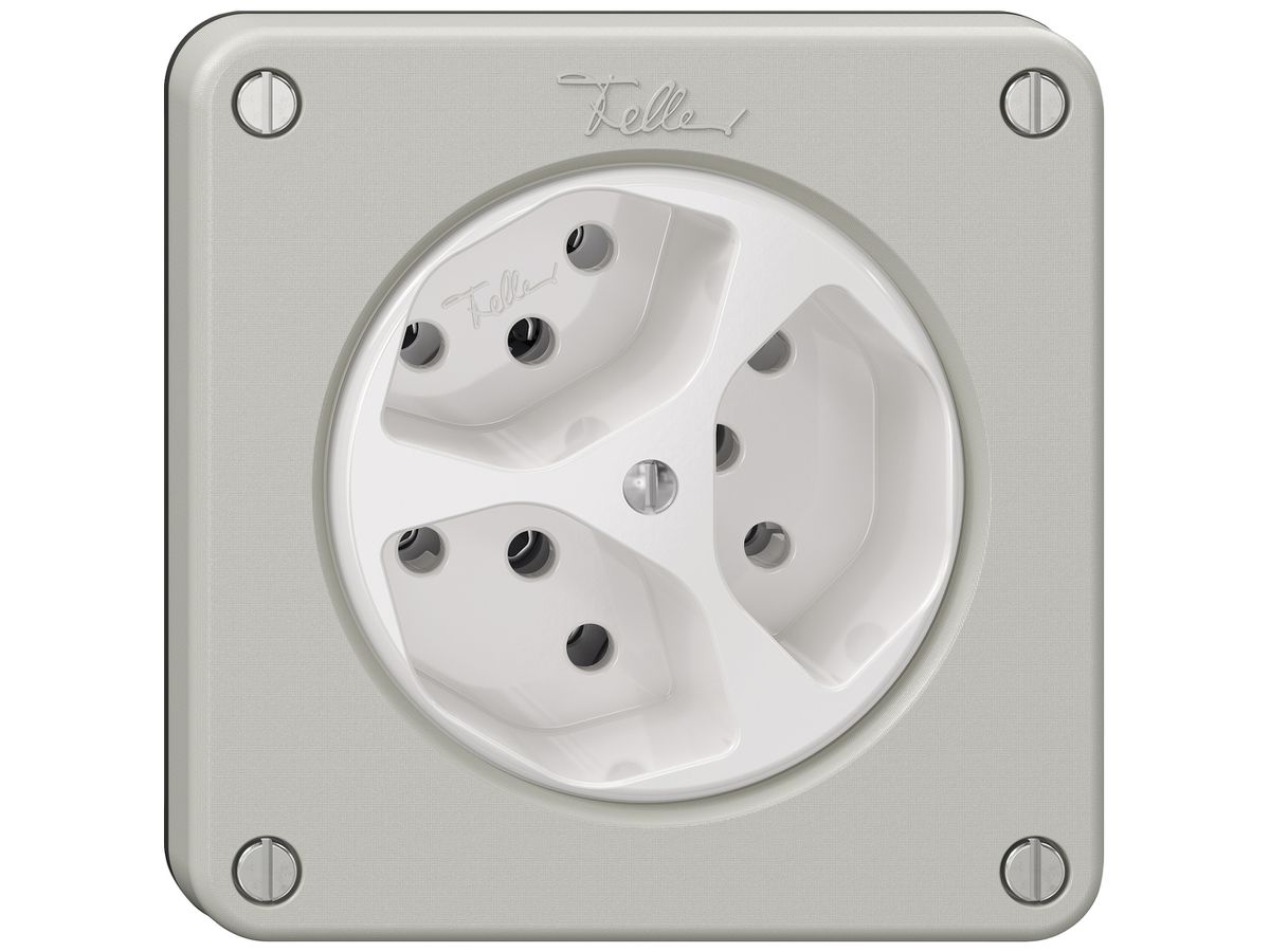 Steckdose NEVO SNAPFIX® 3×T13 10A 250V 87×87×32mm IP21 lgu