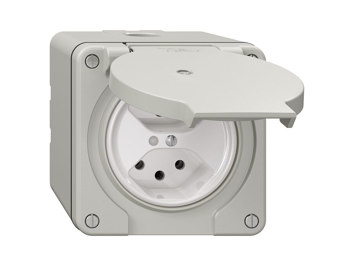 NAP-Steckdose NEVO, 2×T13, IP21, m.LED, lichtgrau