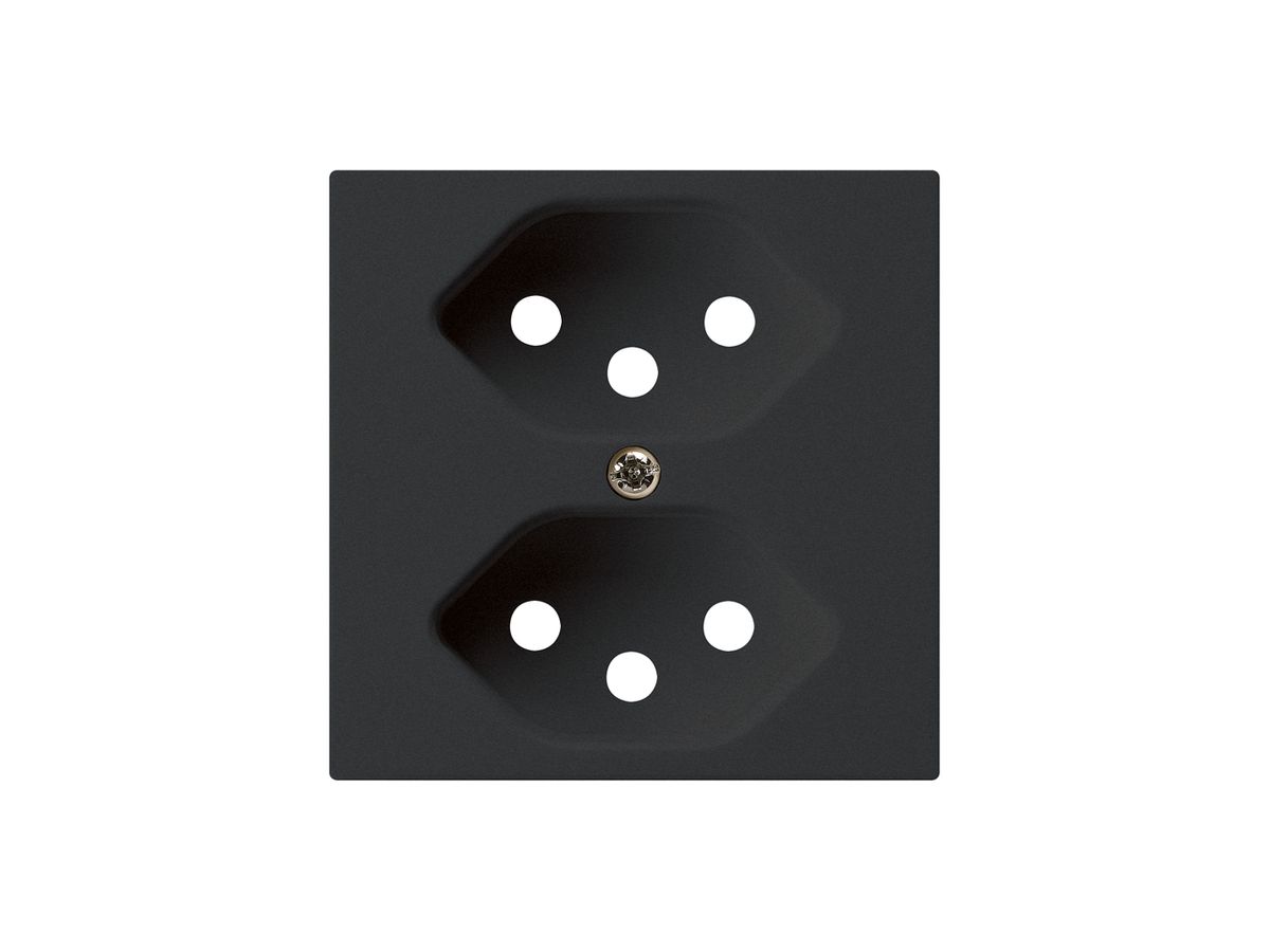 Frontplatte kallysto 2×T13 60×60mm schwarz mit Kinderschutz für Steckdose