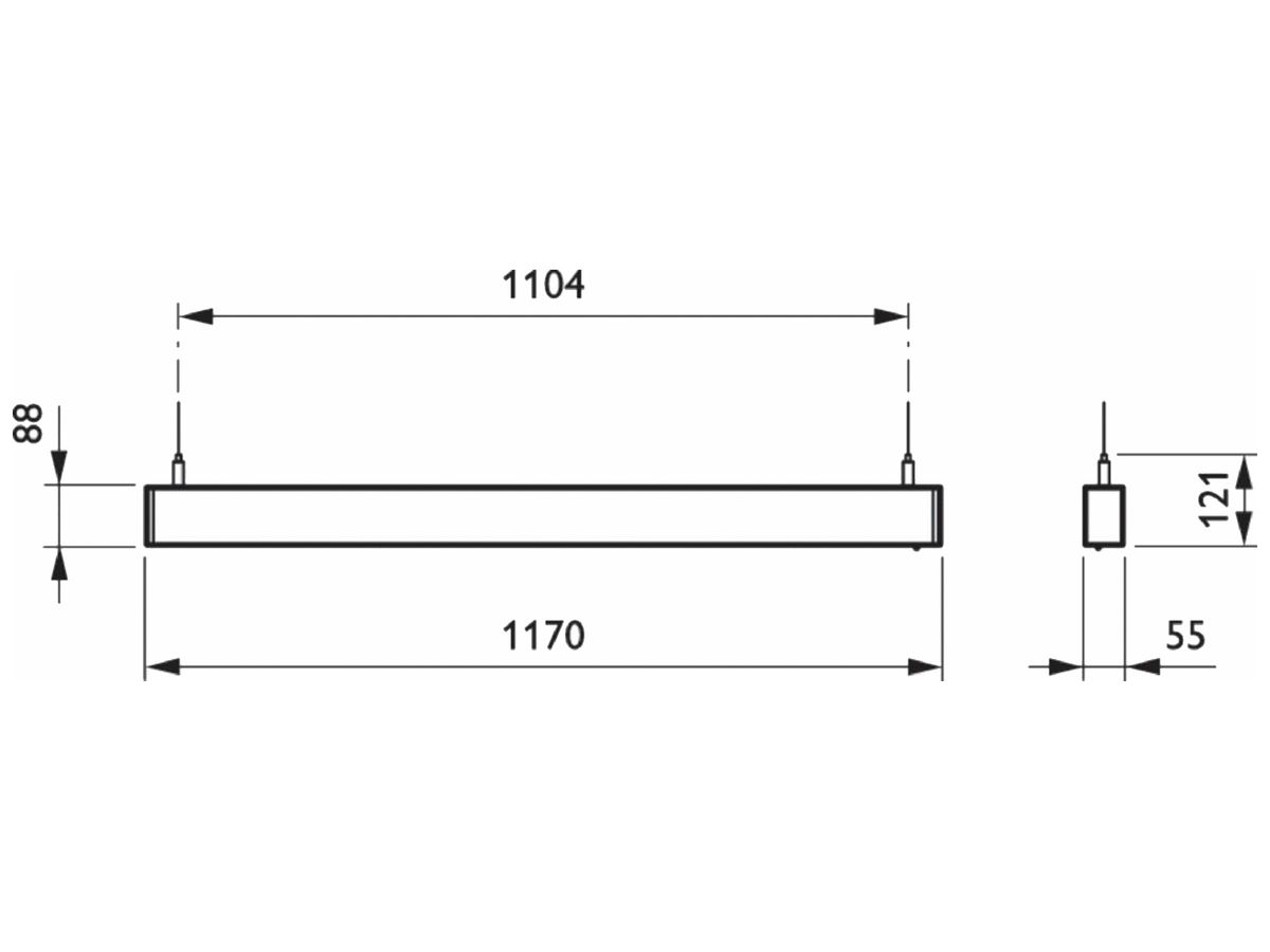 LED-Pendelleuchte Philips TrueLine 41W 4100lm 927…965 DALI dir./indir.1.2m Al