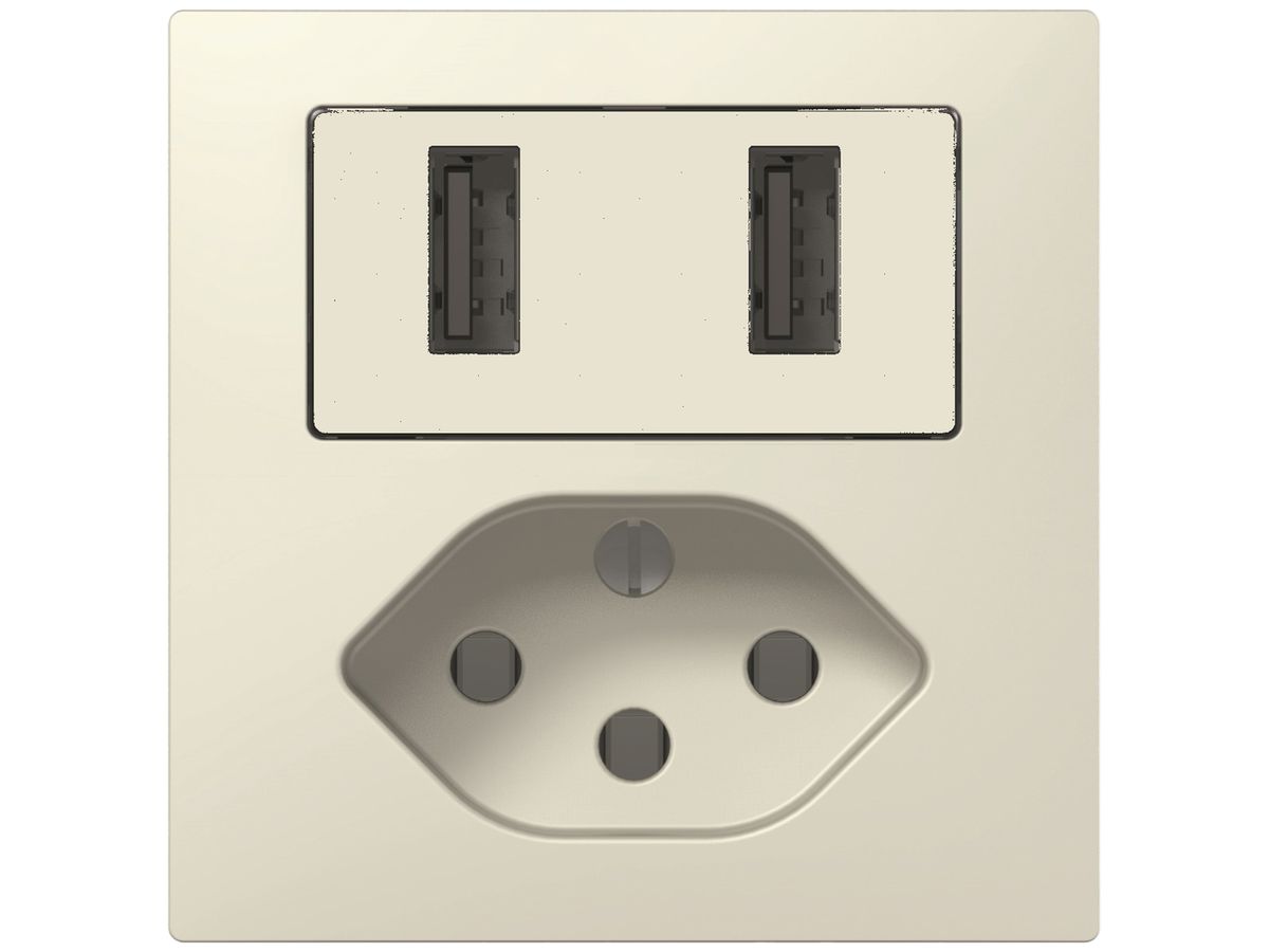 USB Ladesteckdose mit T13 SIDUS E 240V max.2400mA weiss