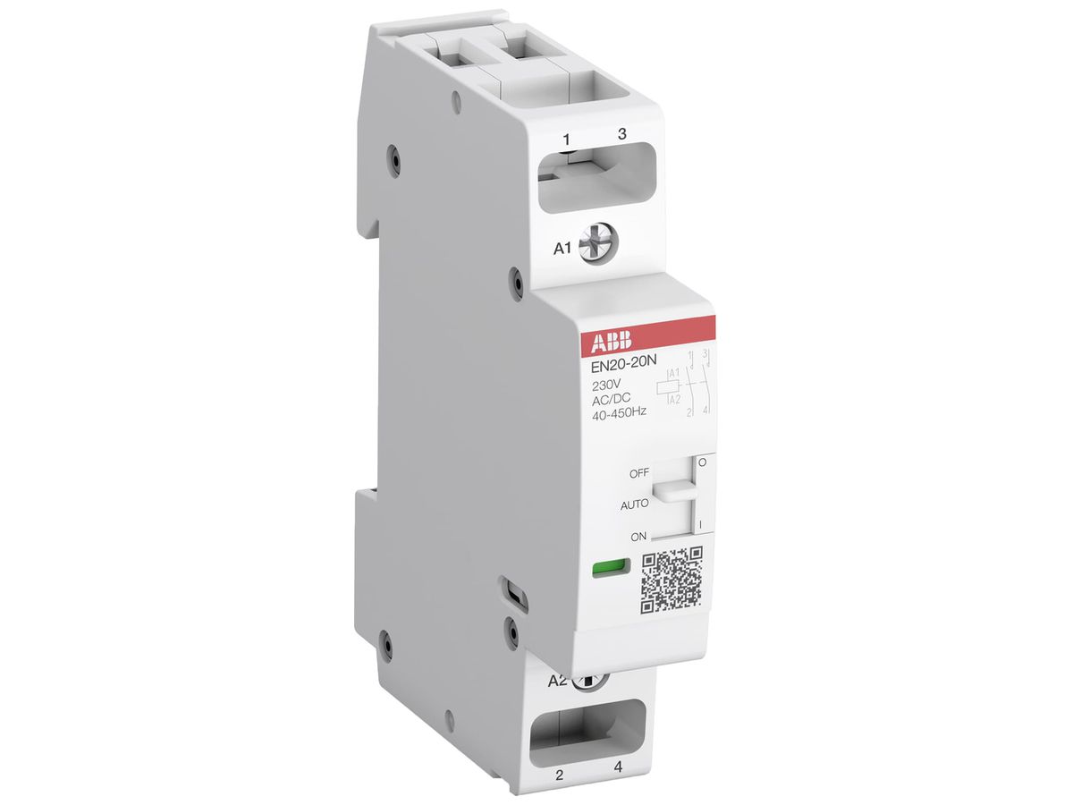 REG-Schütz ABB EN20, 2S 20A AC-1, 24VAC/DC Handschaltung