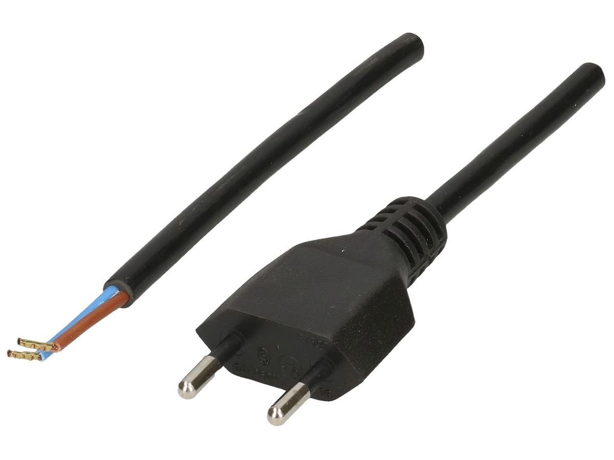 Anschlusskabel MAX HAURI PVC 10A 230V 2×1mm² T11 Aderendhülse 5m schwarz