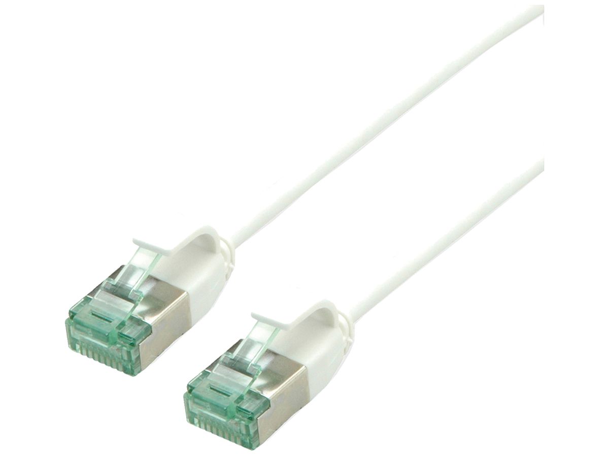 Patchkabel RJ45 ROLINE RM DataCenter slim Kat.6A U/FTP AWG32 TPE weiss 2m