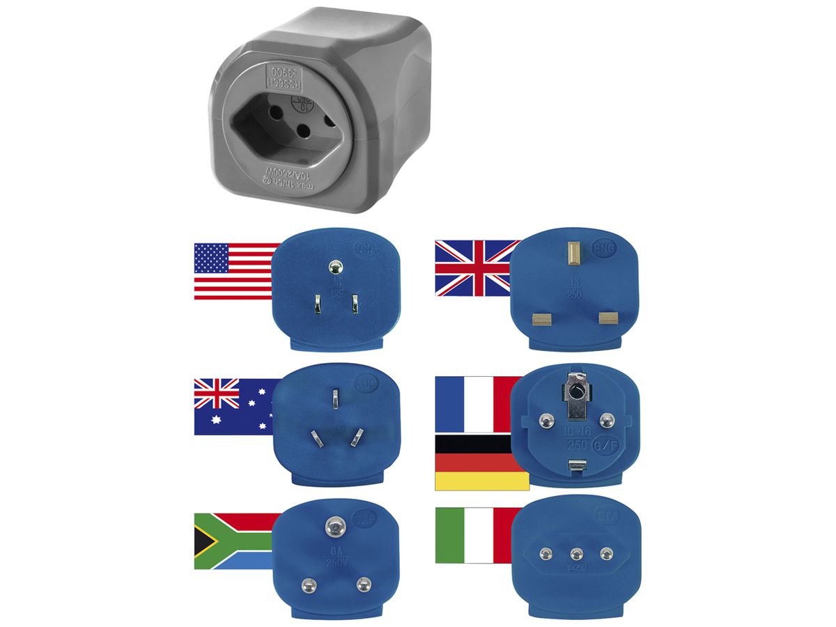Übergangsstecker Brennenstuhl T13/1×DE/FR 1×IT 1×UK 1×USA 1×AUS 1×ZA