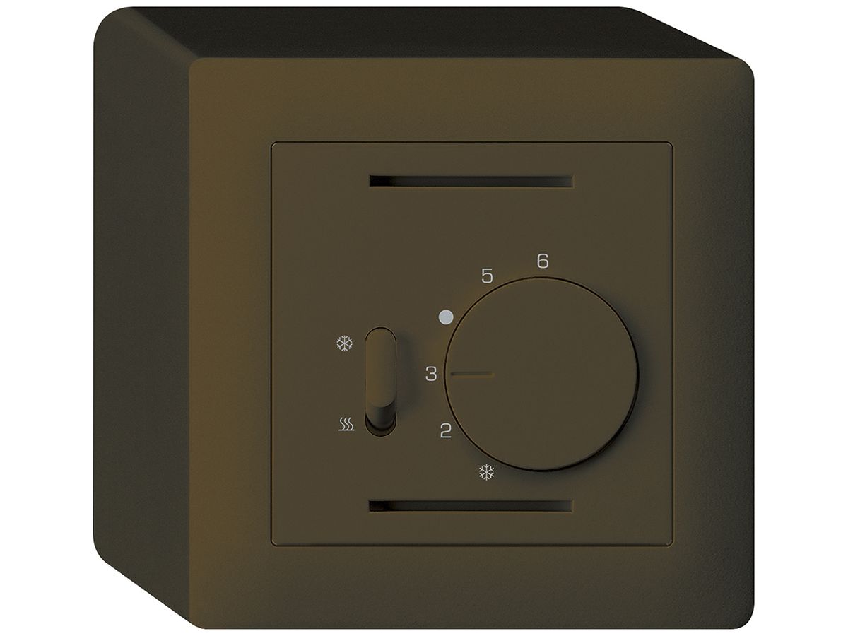 AP-Thermostat Hager kallysto, mit Schalter Heizen/Kühlen, braun