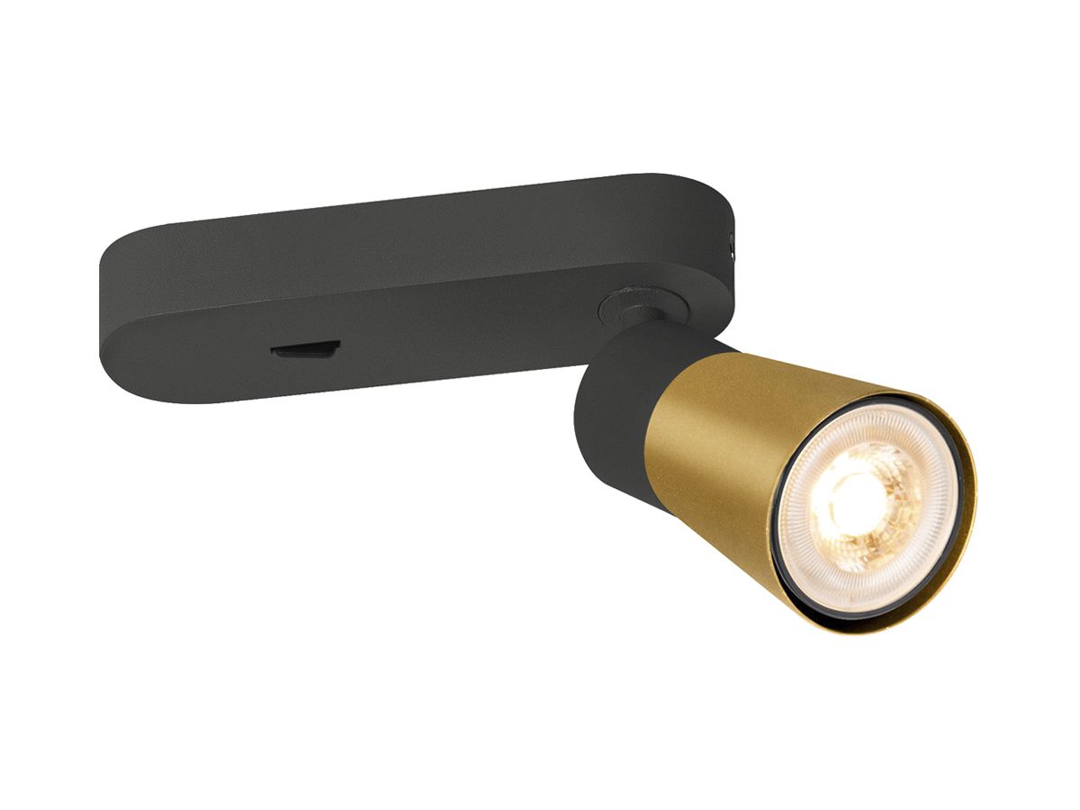 Spot SLV PURI 2.0 Cone CW GU10 1×6W DIM Ø55×150×87mm schwarz/gold