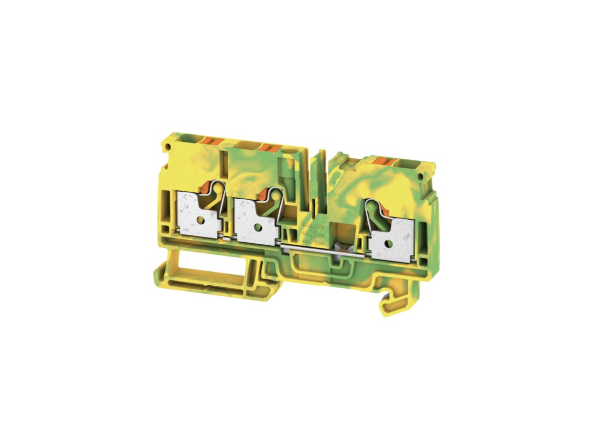 Schutzleiter-Reihenklemme Weidmüller A3C PUSH IN 6mm² 3 Anschlüsse grün-gelb
