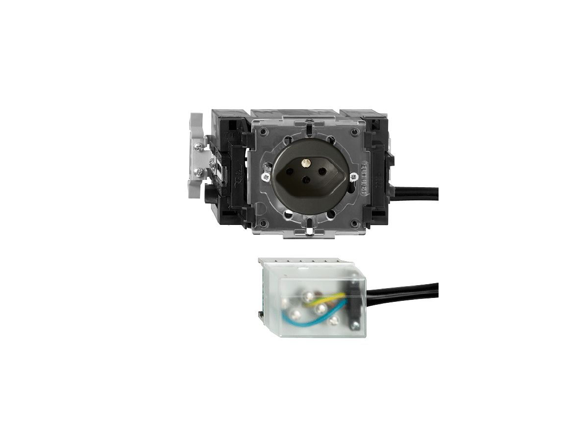 EB-Steckdose FH T13 L1 schwarz 53mm Snap für Flachkab.Powerbus