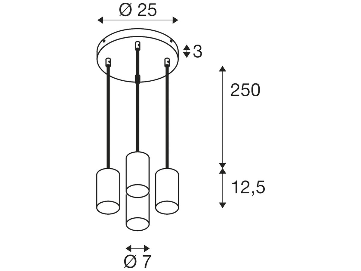 Pendelleuchte SLV ASTO TUBE GU10 4×10W direkt Ø70×125mm weiss