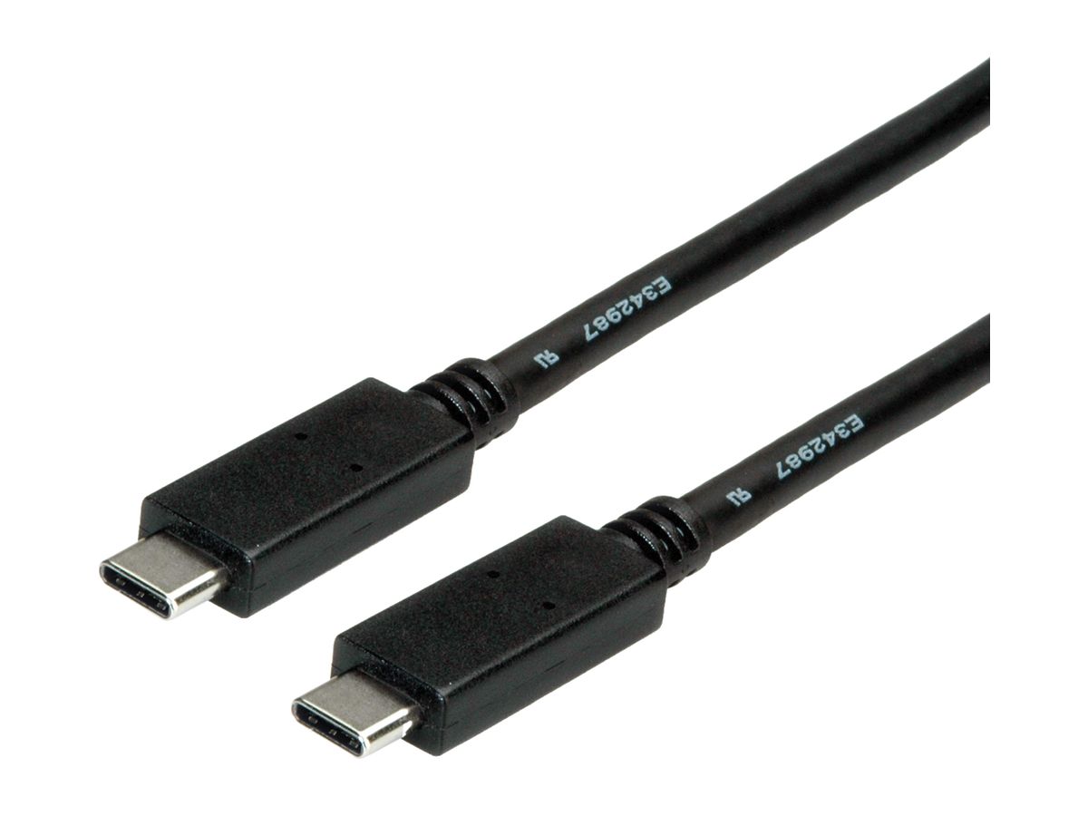 USB-Kabel ROLINE USB-C/USB-C (USB 3.2 Gen2) 10Gbit/s 100W schwarz 1m