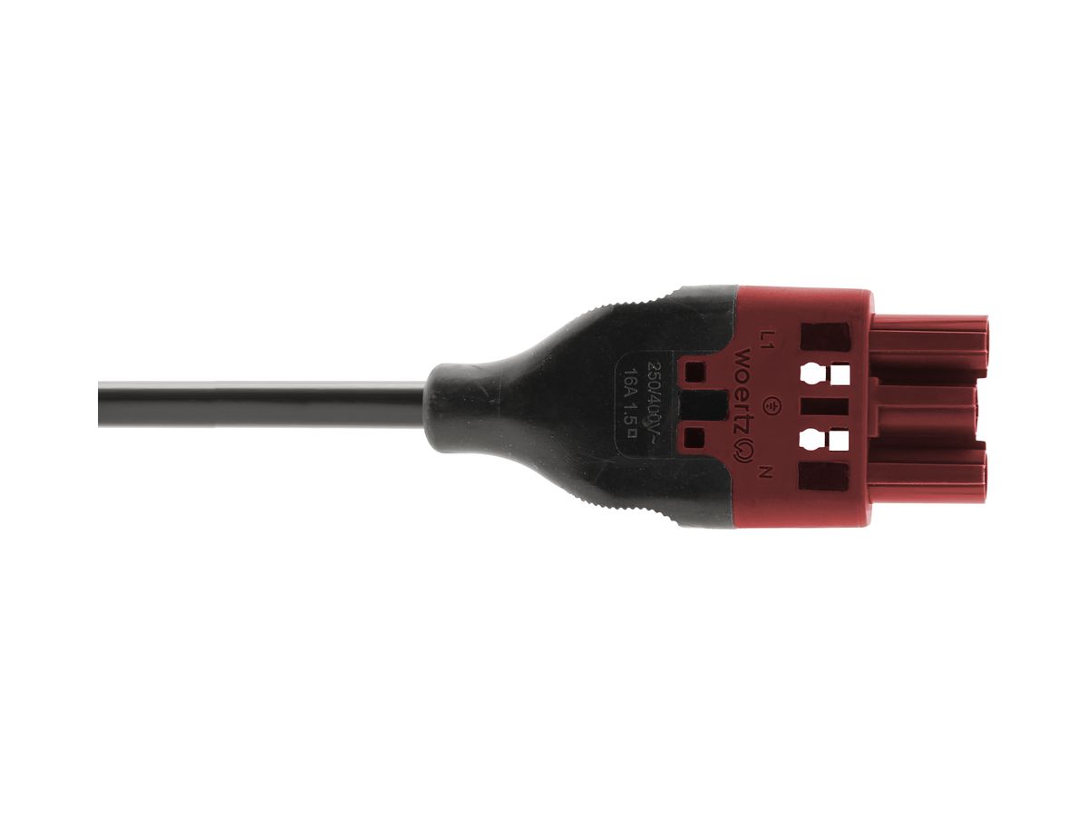 Anschlussleitung Woertz, Stecker 3L C4, 5m, halogenfrei, freies Ende, Cca