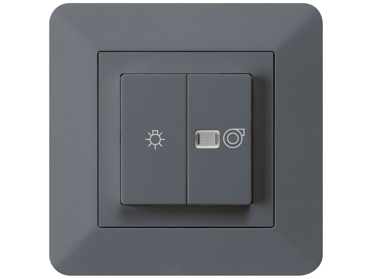 UP-Leuchtdruckschalter kallysto.trend anthrazit 1/1L Symbolen Licht+Ventilation