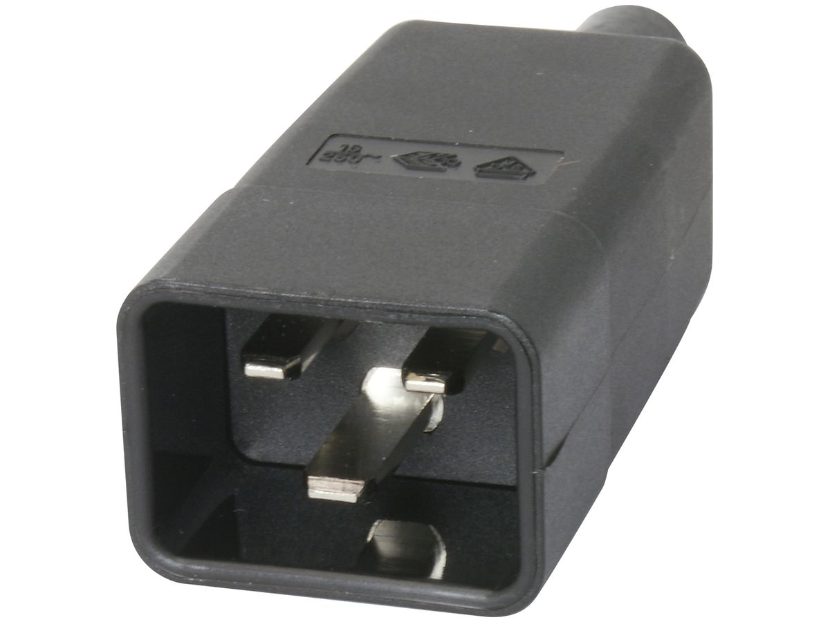 Gerätestecker schwarz Typ IEC320-C20, 16A