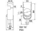 Schnellverleger BET 2056 F-Fuss Metall 22…28mm 1×Kabel A2 1.4301