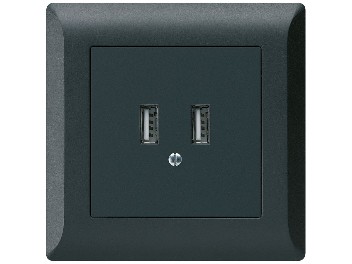 UP-USB-Ladesteckdose Hager kallysto.line 240V 2400mA schwarz
