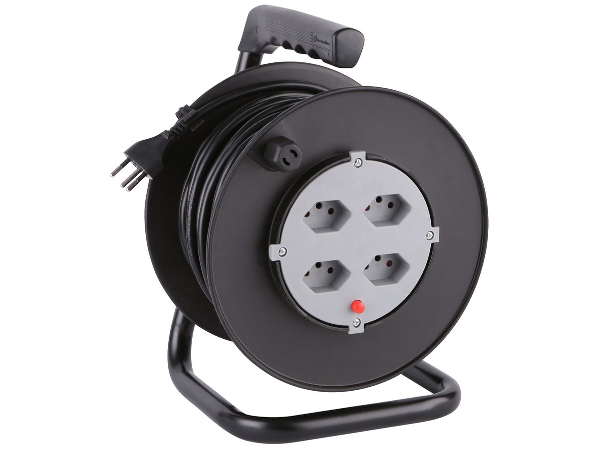 Kabelrolle 4×T13 25m IP20 schwarz/grau