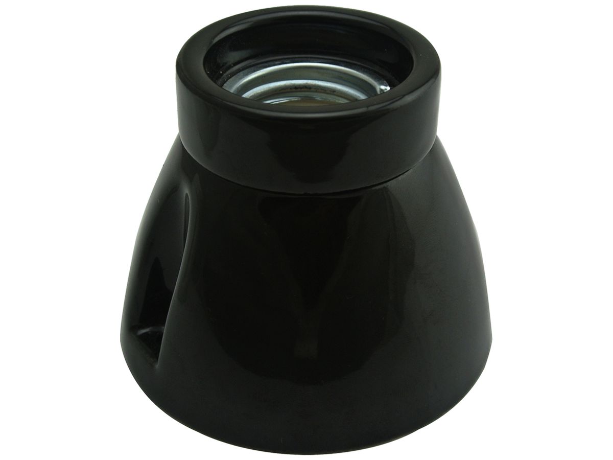 Fassung Elektrogros Deckenfassung E27 250V 4A Ø75×65mm Porzellan schwarz