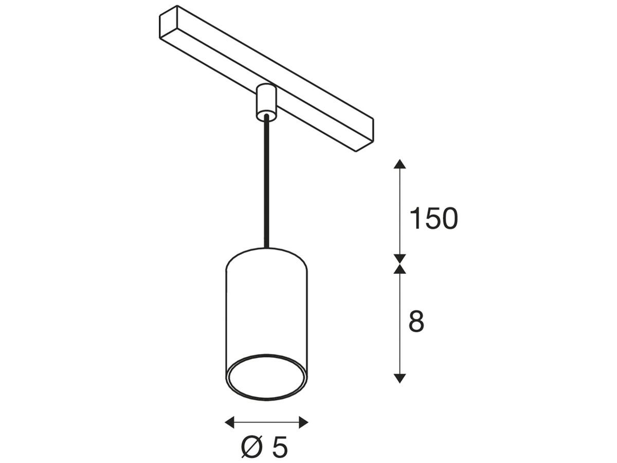 LED-Pendelleuchte SLV NUMINOS XS 48V TRDCK DALI 8.7W 730lm 930 Ø50 sz/Cr 20°
