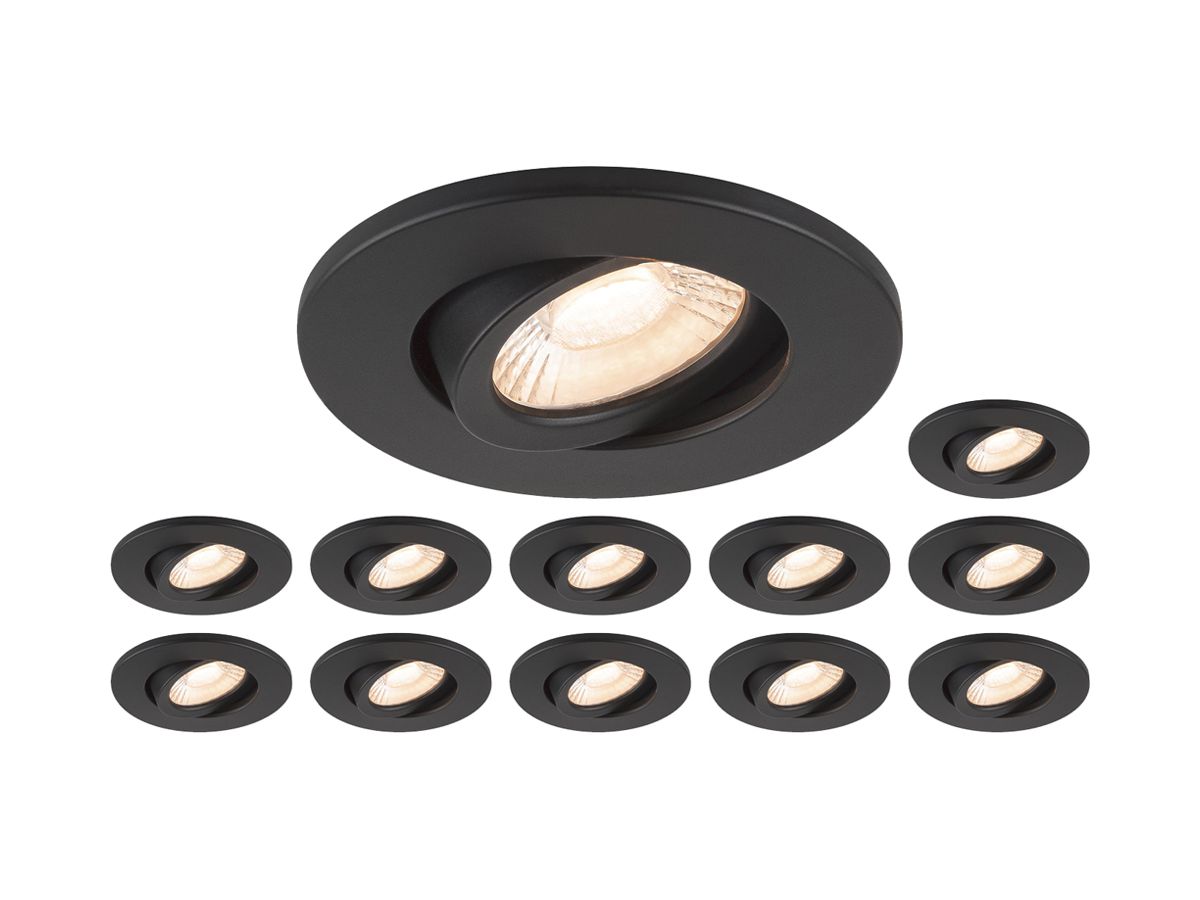 LED-Downlight SLV UNIVERSAL 8W 680lm 927…960 IP20 38° DIM Ø88 schwarz 12 Stk