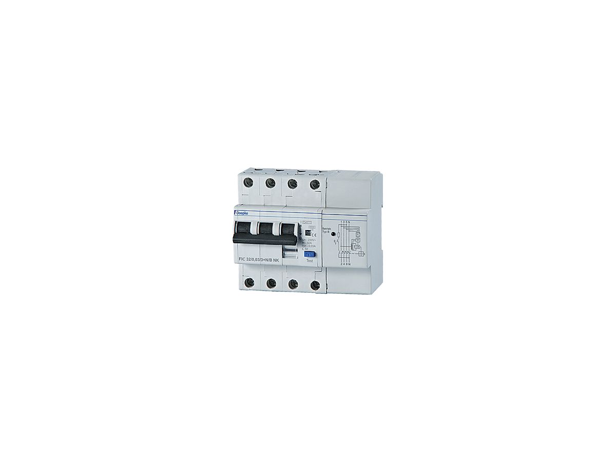 Fehlerstrom-/Leitungsschutzschalter Doepke FIC C 3L+N 13A 300mA 6kA