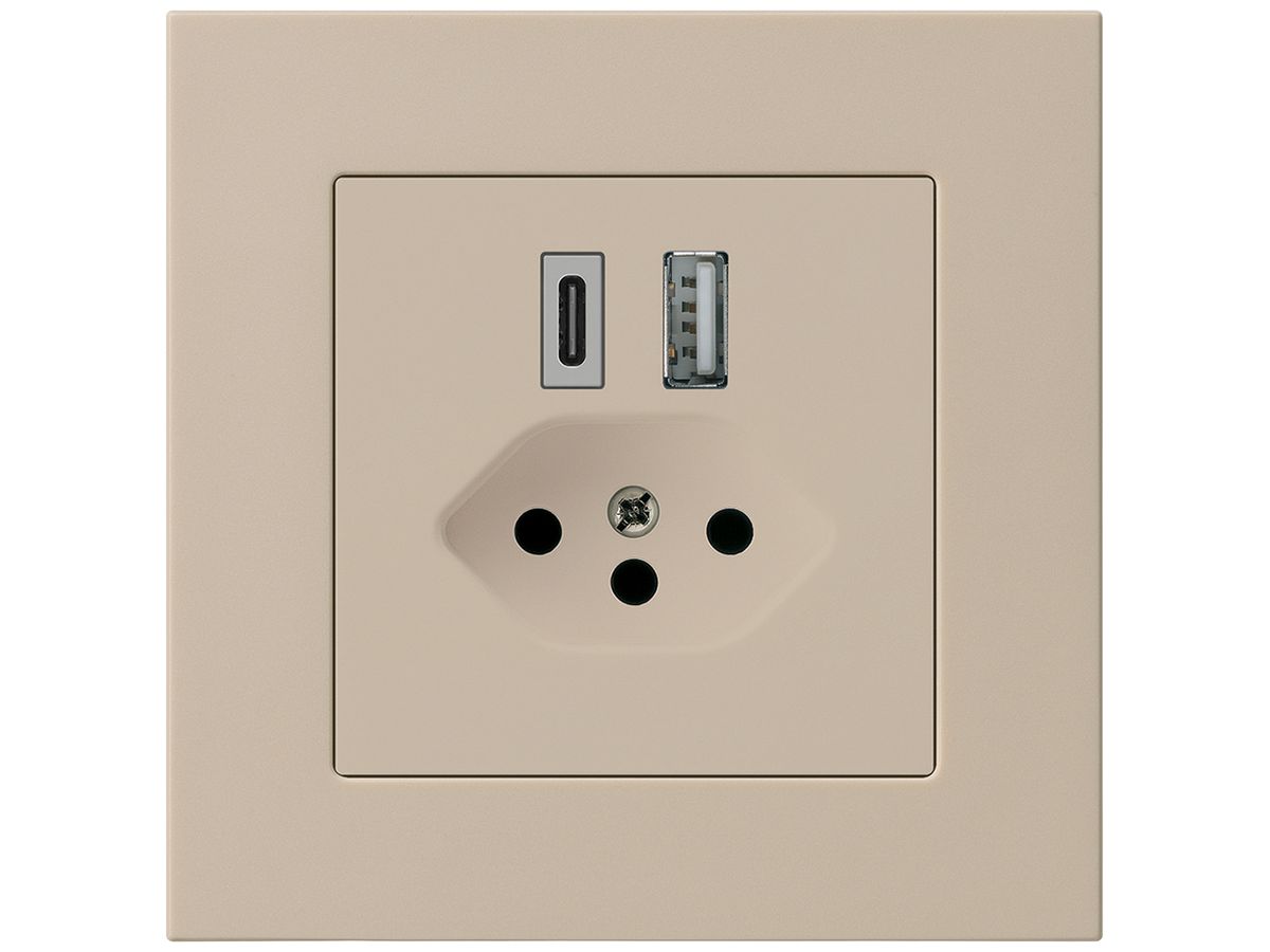 UP-USB-Ladesteckdose kallysto.pro 18W PD 1×Typ A 1×Typ C T13 beige