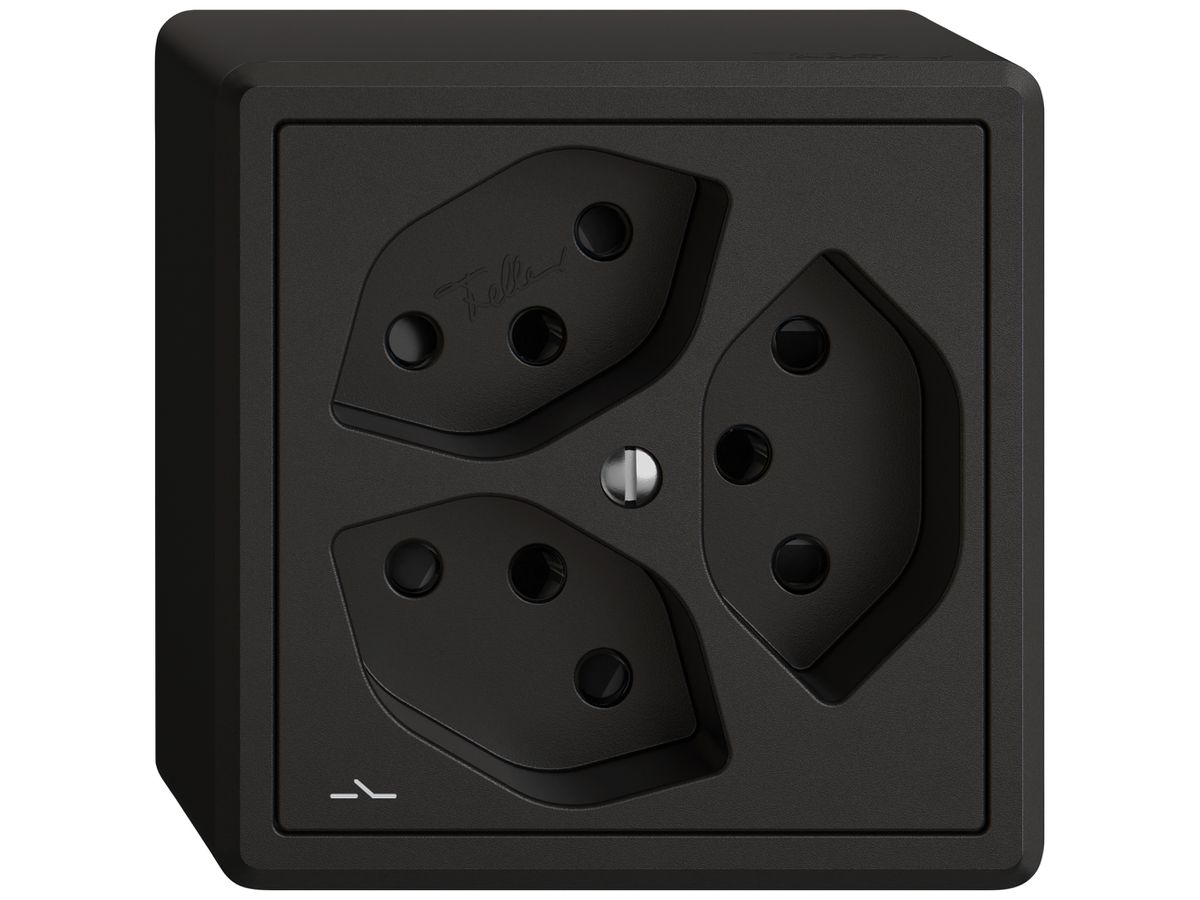 AP-Steckdose EDIZIO.liv SNAPFIX® 3×T13 1×S mit Shutter sz