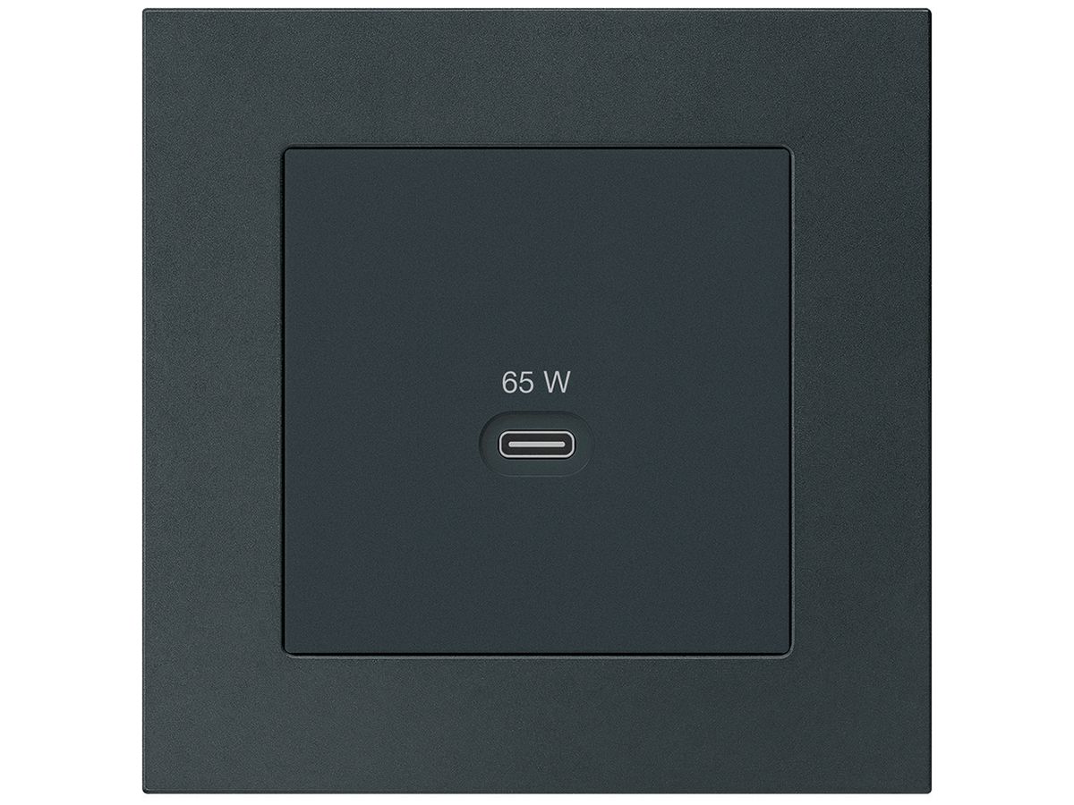 UP-USB-Ladesteckdose Hager kallysto.pro Typ C 65W 3250mA schwarz