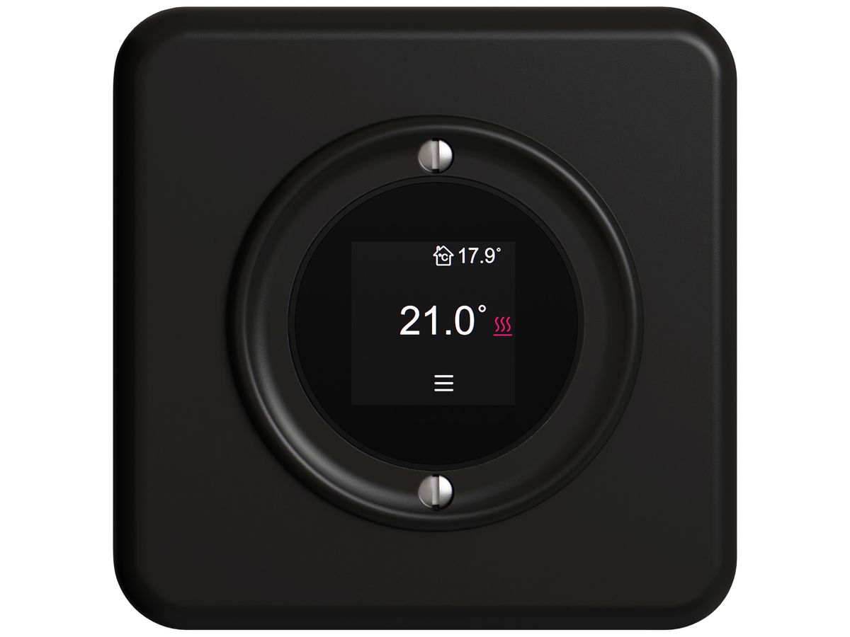 UP-Raumthermostat STANDARDdue SNAPFIX® 230VAC 4…30°C 90×90mm schwarz