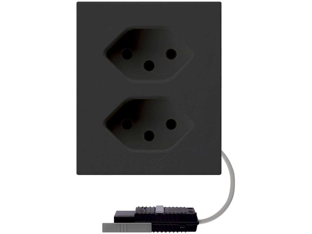 FLF-Steckdose Hager 2×Typ 13 mit Rundkabel-Dose L1 D schwarz