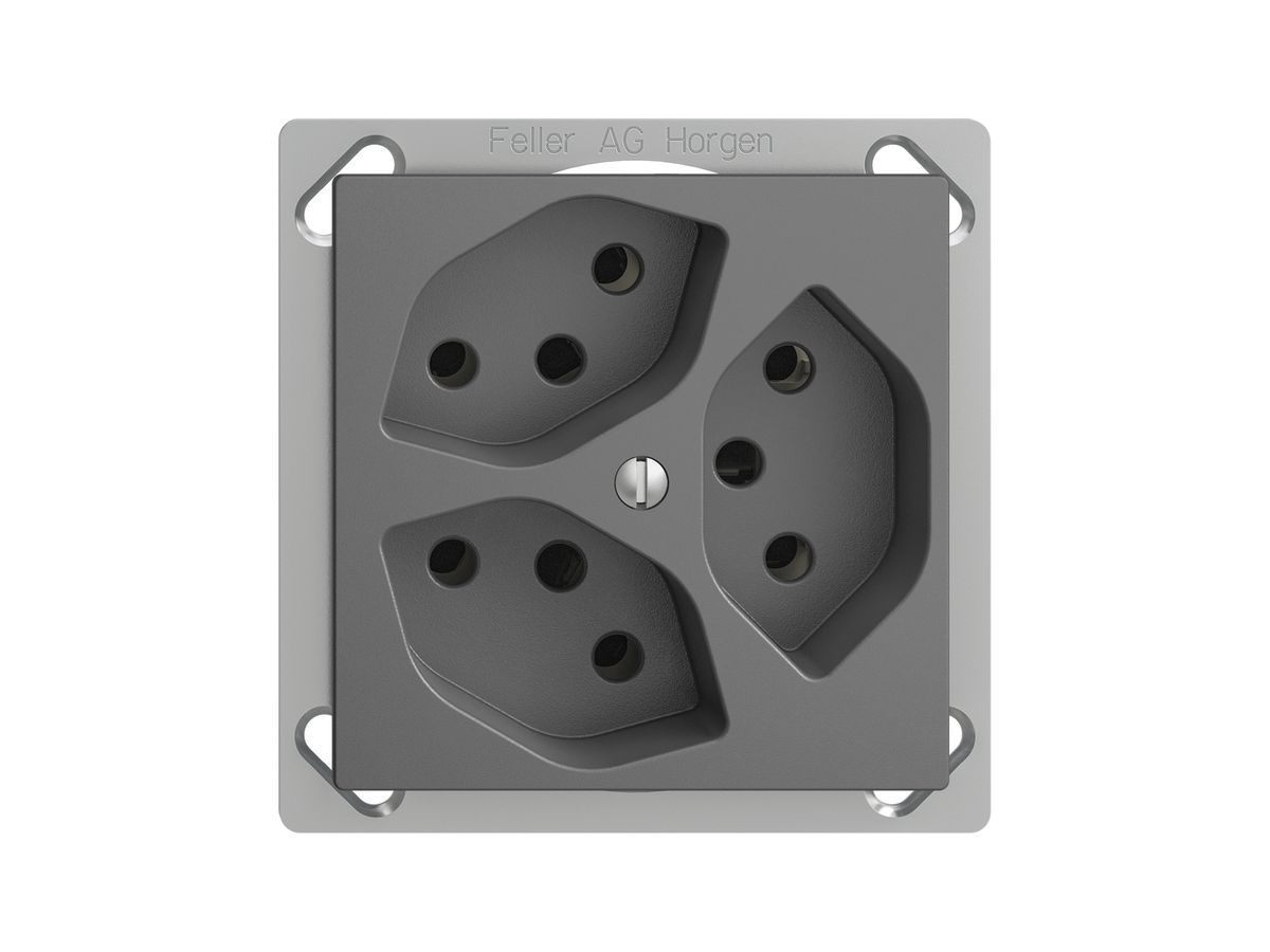 EB-Steckdose EDIZIOdue 3×T13 3×S dunkelgrau