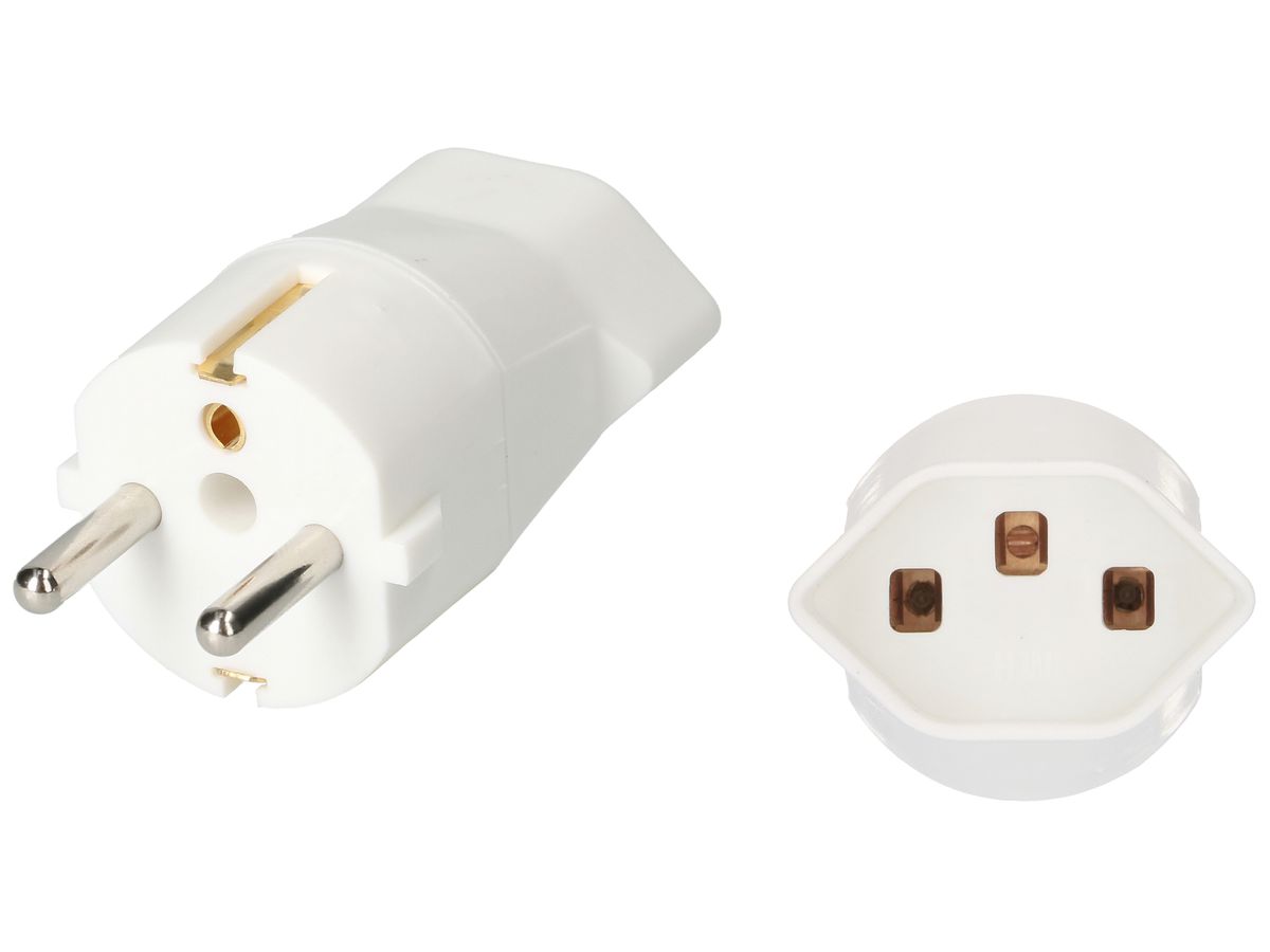 Reiseadapter MAX HAURI PLUG 250V 16A CH T23 für BE/DE/NL/RU/FR Typ F+E ws