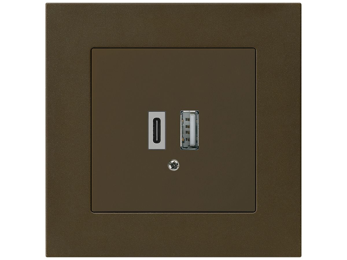 UP-USB-Ladesteckdose kallysto.pro 18W PD 1×Typ A+1×Typ C braun