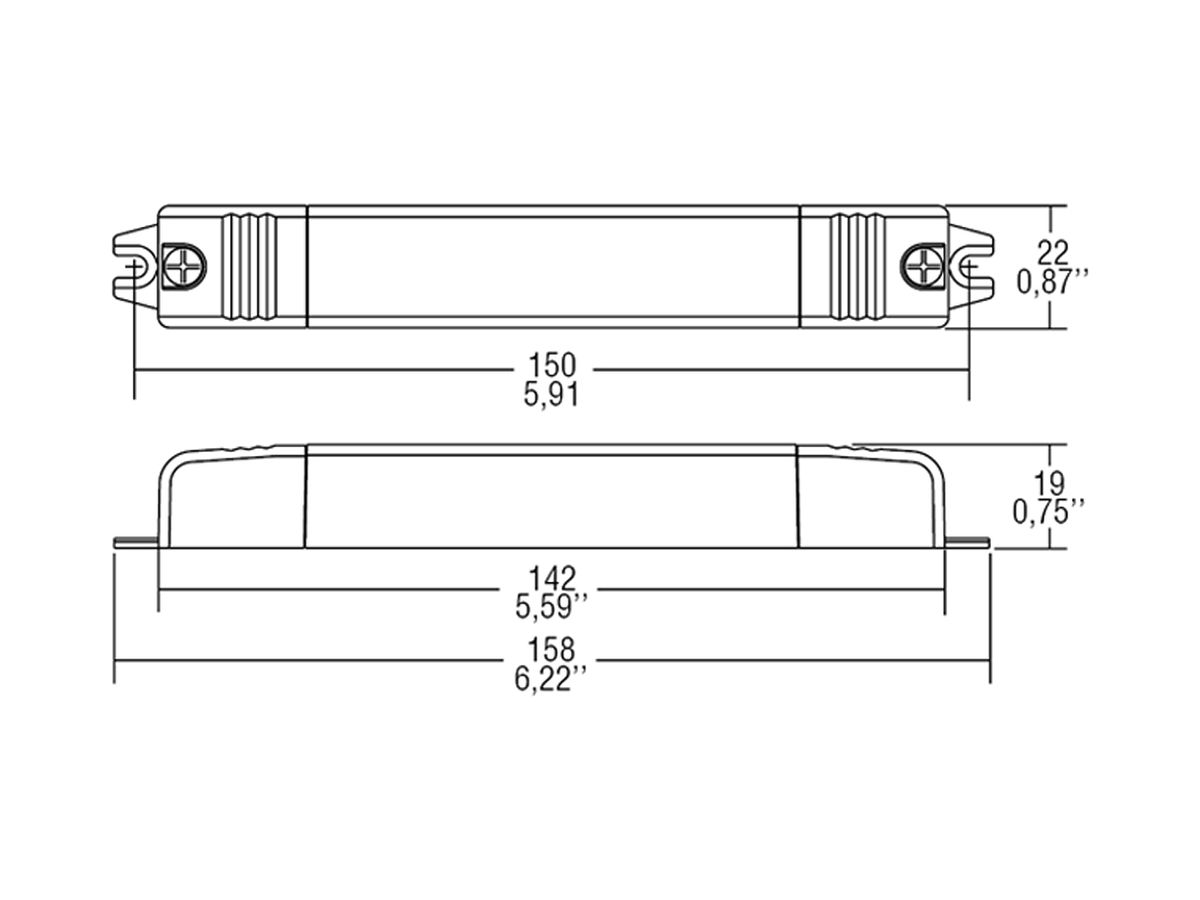 LED-Betriebsgerät SLIM 13W OUT:24V 0…550mA IP20 158×22×19mm