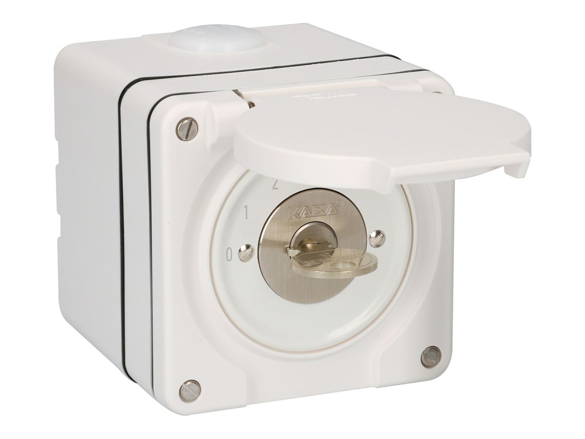 AP-Schlüsselschalter AWAG NEVO Stufenschalter 1-polig 20A 690V 87×87×94mm weiss