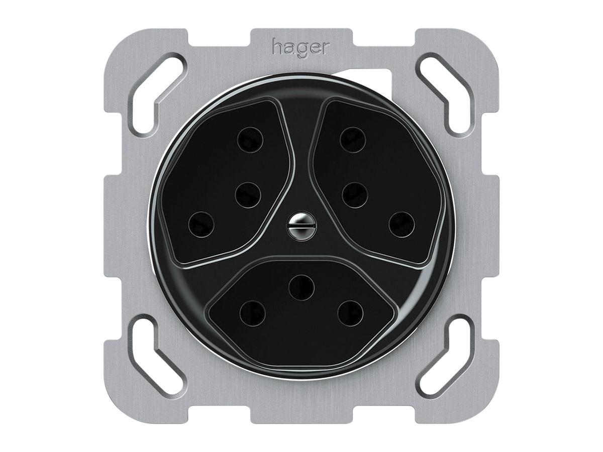 UP-Steckdose origin 3×Typ 13 10A 230V 77×77mm schwarz