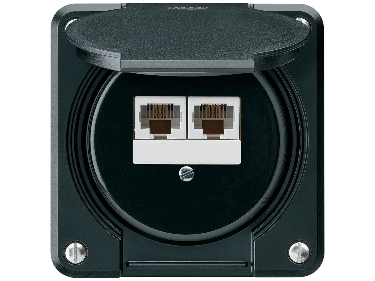 UP-Anschlussdose robusto IP55 schwarz 2×RJ45/u parallel