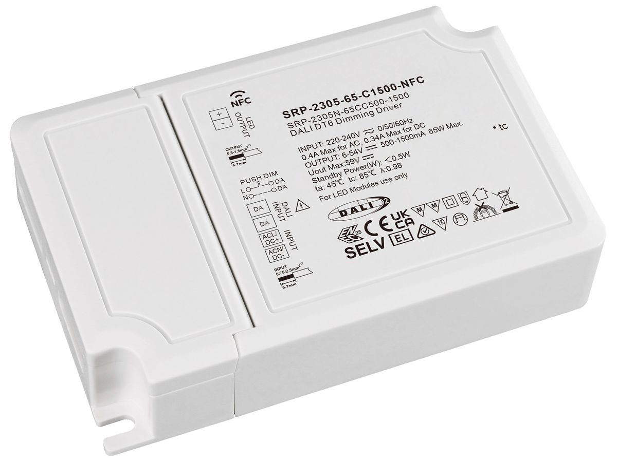 LED-Betriebsgerät SUNRICHER SRP-2305N-65CC500-1500 3…65W 6…54V 500…1500mA DALI