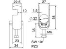 Schnellverleger BET 2056 F-Fuss Kunststoff 16…22mm 1×Kabel Stahl tfZn