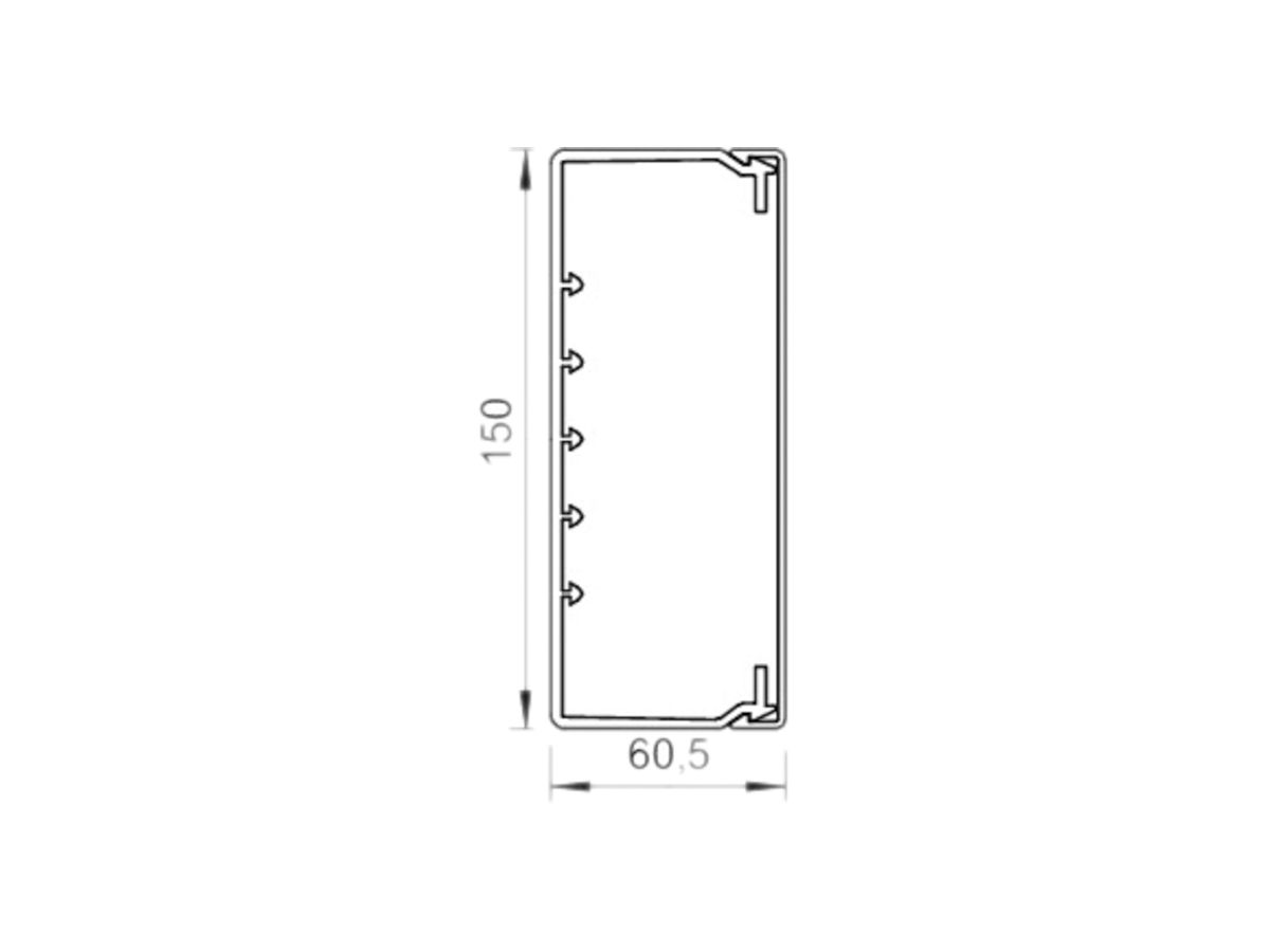 Installationskanal Bettermann WDKH halogenfrei 60×150×2000mm hellgrau