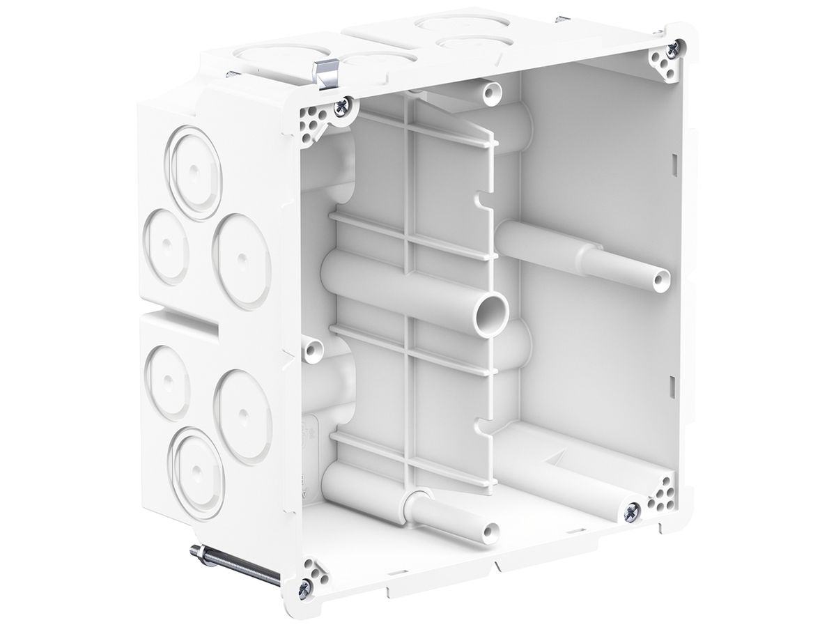 Hohlwanddose AGRO 2×2 850°C mit Laschen, M20/25, weiss