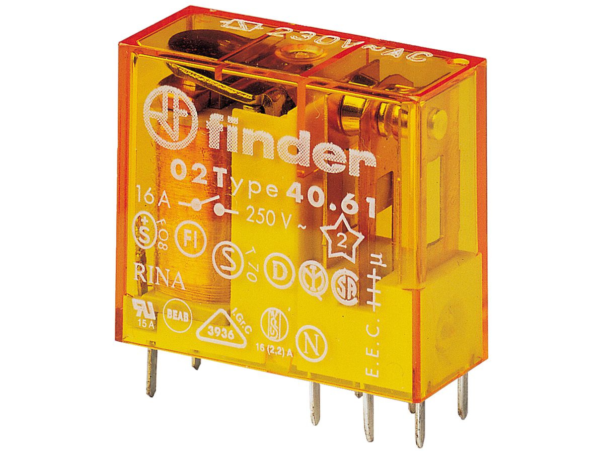 Relais Finder 40.61 12VAC 1CO 16A/250VAC AgSnO2 RTII 80Ω
