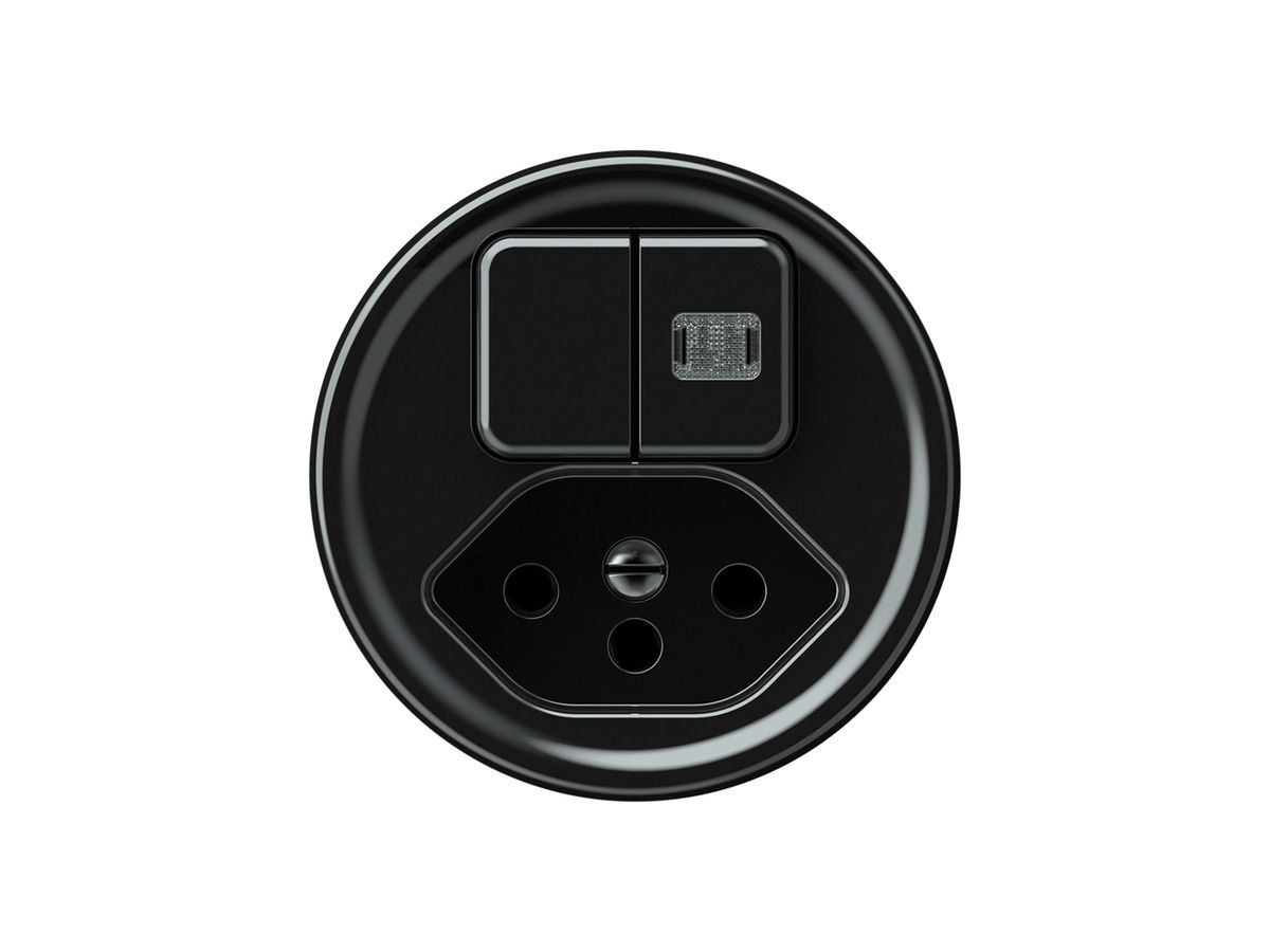 Kombination origin 2×Tasten beleuchtet 2CO+T13 1P 0<1 10A 230V 60×60mm schwarz