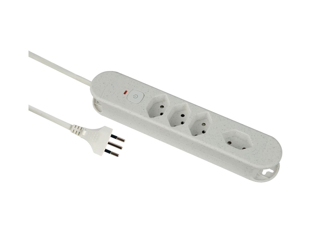 Steckdosenleiste Re:Life 10A Mit Ein-/Ausschalter 4×T13 1.8m weiss