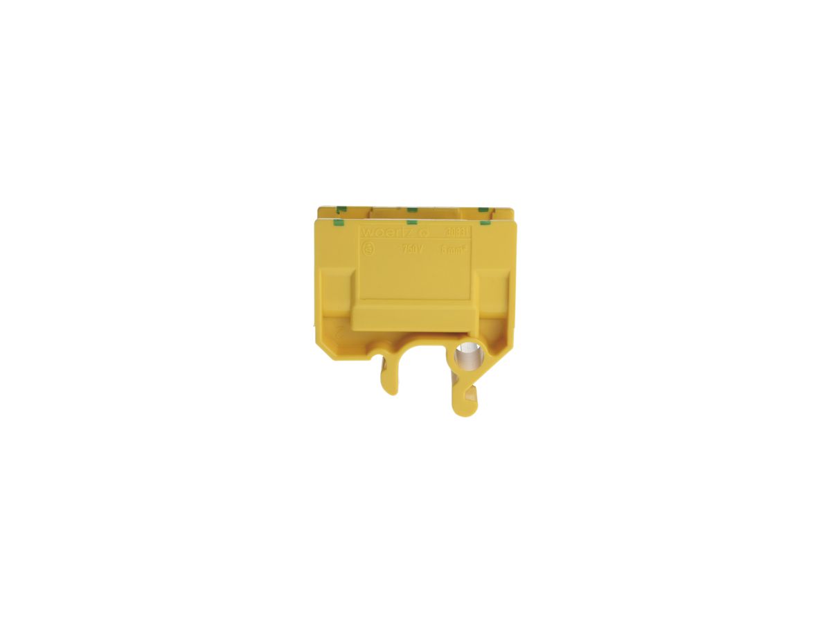 Abzweigklemme Woertz 2.5…6mm² 41A 750V Schraubanschluss 2×1 G-Schiene grün/gelb