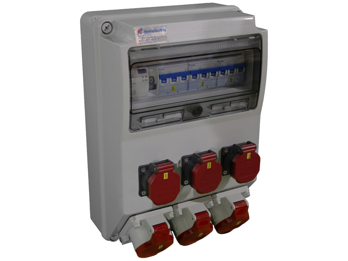 Stromverteiler DEM Typ 890 3×16A 5P 400V 3×T25 5P IP44