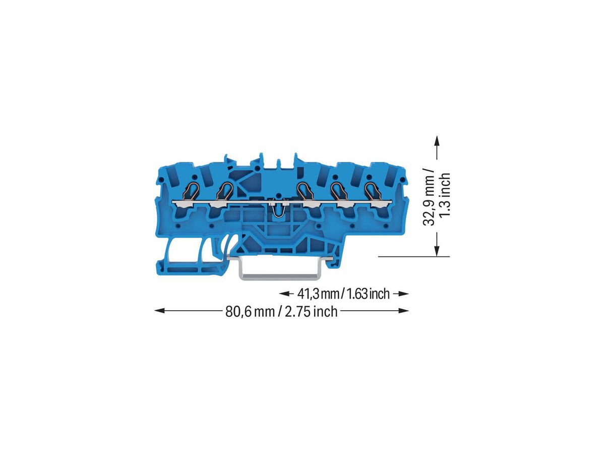 Durchgangs-Reihenklemme WAGO TOPJOB S 1.5mm² 18A 800V 1Etg×5P Ex blau