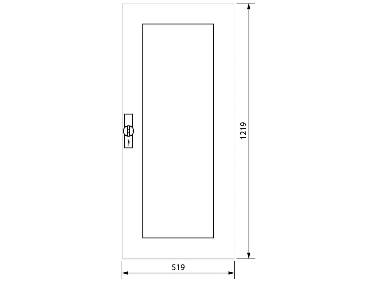 Tür rechts Hager Univers 519×1219×12mm Ausführung als Sichttür IP44 weiss