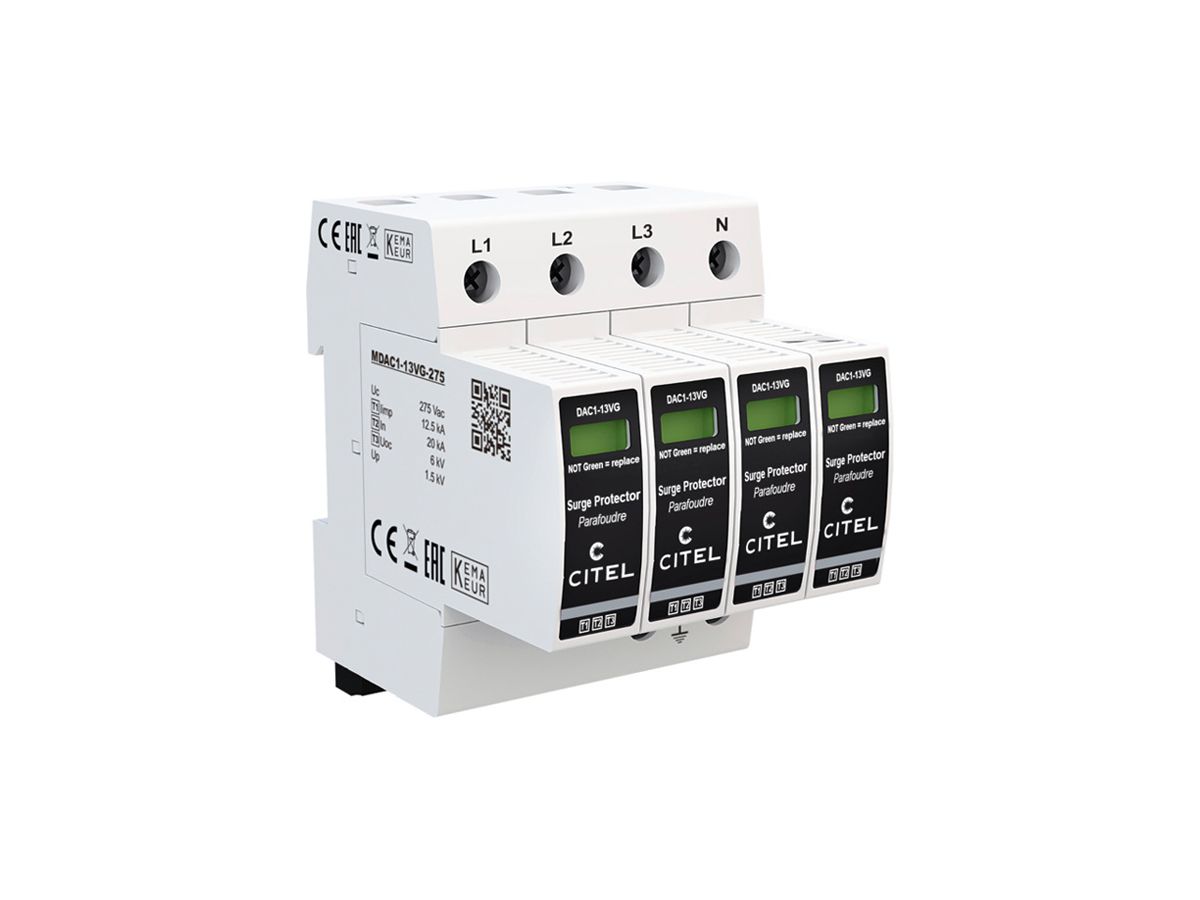 Blitzstromableiter  Citel DAC1-13VGS-40-275 Typ 1+2+3, 4-polig